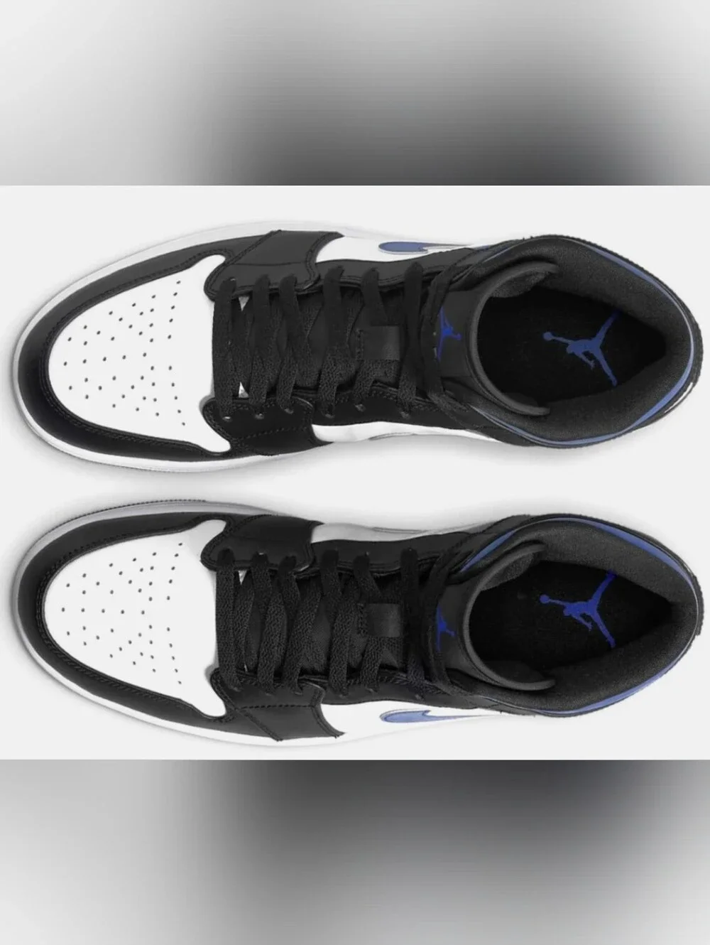 Nike Men's Air Jordan 1 Mid Black White Lace-Up Sneakers Size 8.5 Like New